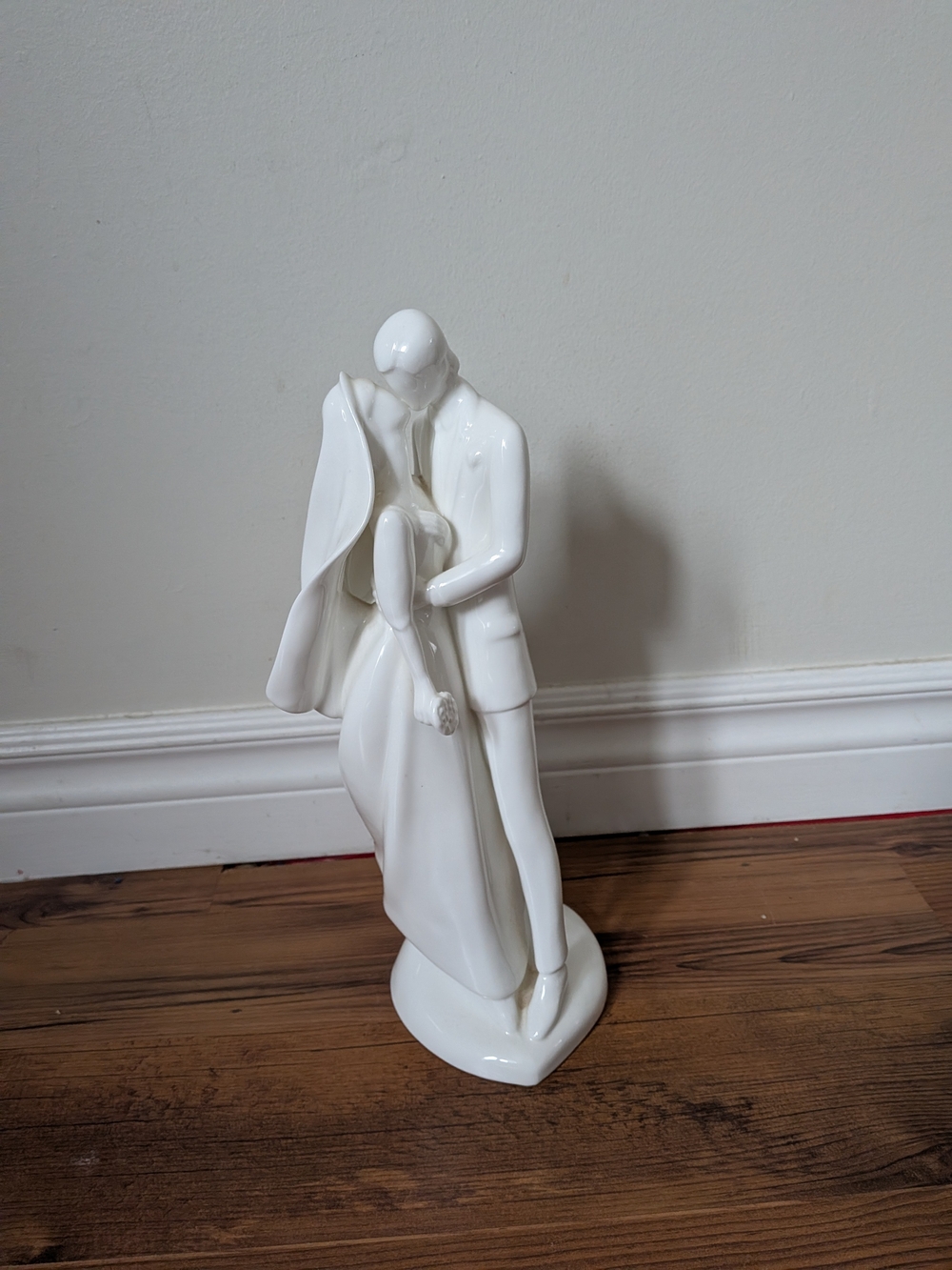 Minimalist White Ceramic Wedding Couple Sculpture